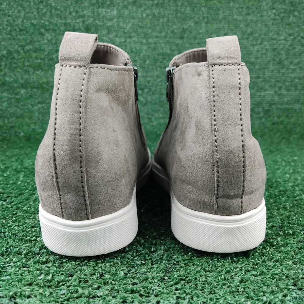 Time and Tru Wedge‎ Sneakers Womens 8.5 Taupe Perforated Zip Ankle Bootie